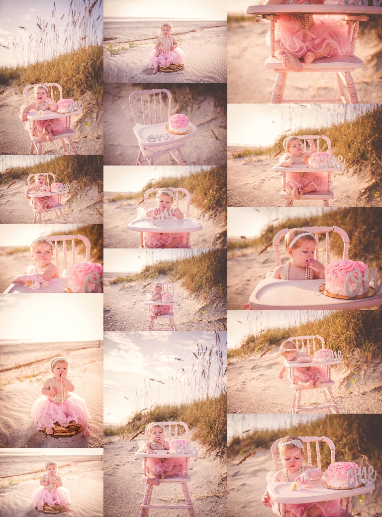 A sunrise cake smash session at the beach with Tara Merkler Photography, a Central Florida children's, newborn, family photographer