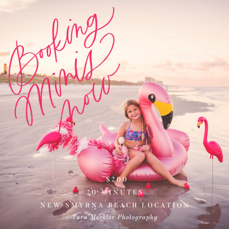 June 2019 Flamingo Beach mini session announcement by Tara Merkler Photography in Orlando, Lake Mary, Florida